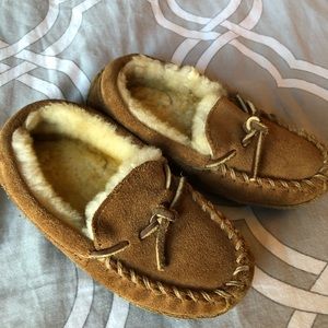Boys L.L.Bean Lined Moccasin Slippers Size 10